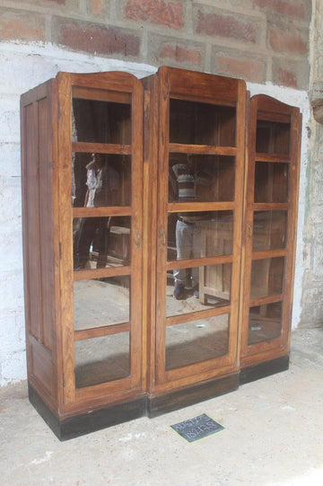 Triple-Door Wood & Glass Storage Cabinet