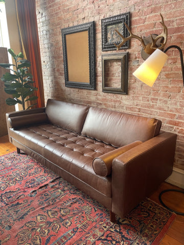 Tufted Brown Leather Sofa