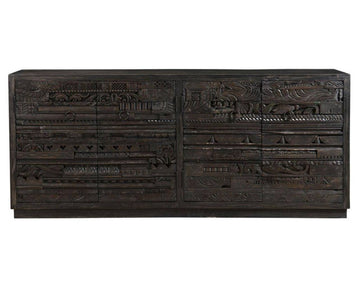 Black Carved Wood Sideboard