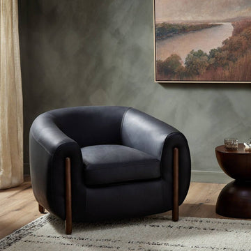 Black Leather Four Hands Armchair