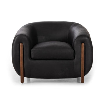 Black Leather Four Hands Armchair