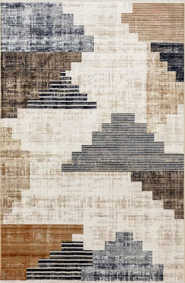 8x10 Beige Blocks Modern Rug