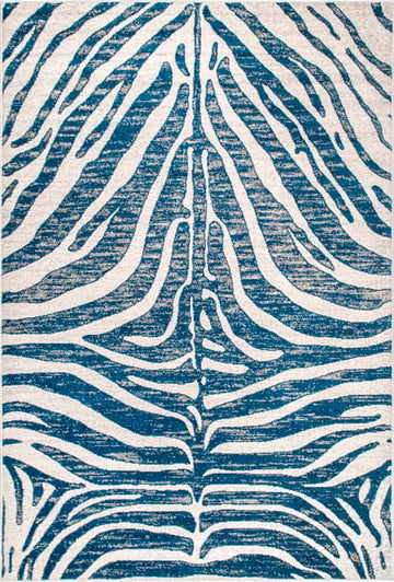 8x10 Blue Zebra Modern Rug