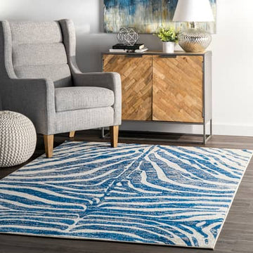 8x10 Blue Zebra Modern Rug