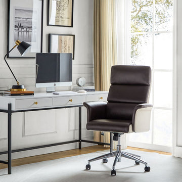 Brown & Linen Modern Desk Chair