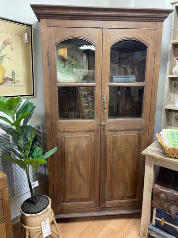 Wood & Arched Glass Farmhouse Storage Cabinet