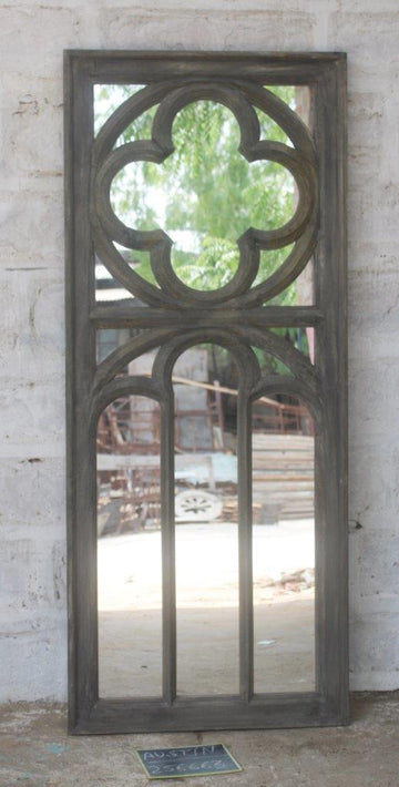 Grey Wood Gothic Style Mirror