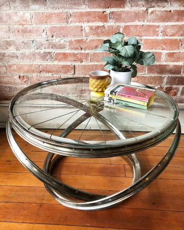 Reclaimed Bicycle Wheel Coffee Table