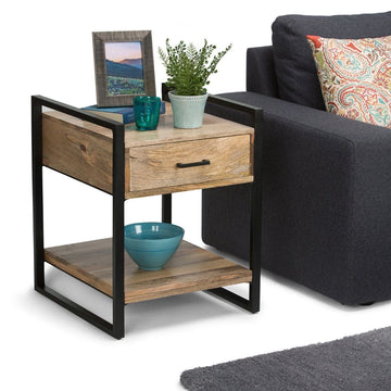 Wood/Metal Industrial Side Table