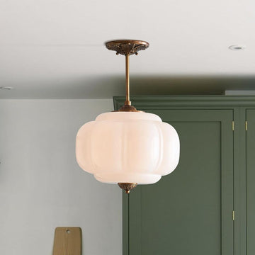 Milk Glass Boho Pendant Light