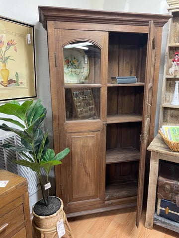 Wood & Arched Glass Farmhouse Storage Cabinet