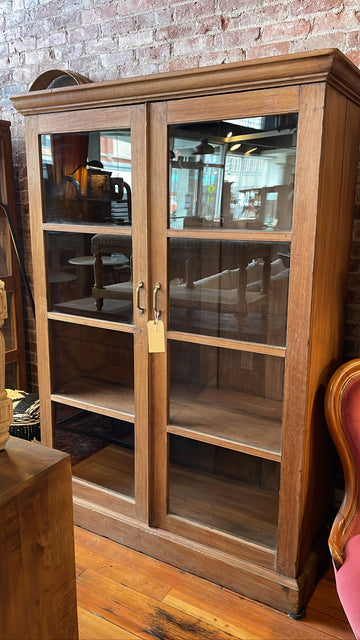 Glass Door Wood Farmhouse Hutch