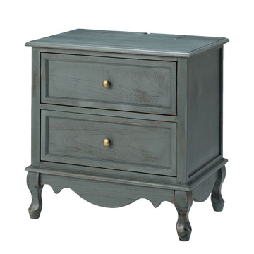 Blue 2-Drawer Farmhouse Side Table