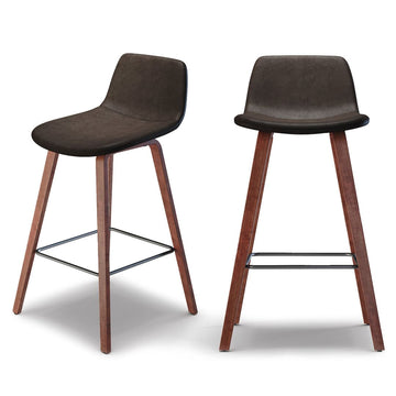 SET OF 4 Grey/Wood Modern Barstools