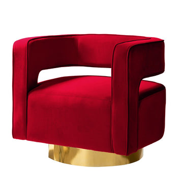 Red & Gold Velvet Club Chair