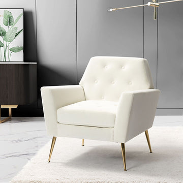 Cream Tufted Velvet Armchair