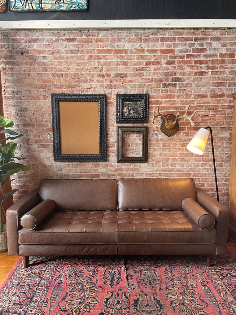 Tufted Brown Leather Sofa