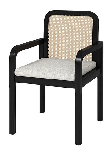 Black & Rattan Modern Chair