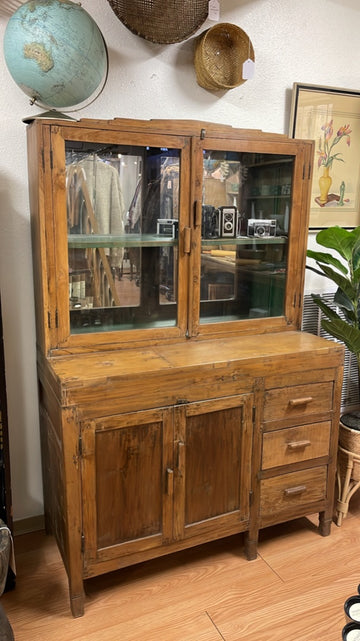 Mirrored Back Reclaimed Wood Bar Cabinet