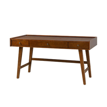 3-Drawer Wood Mid-Century Style Desk