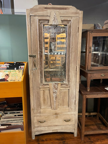 Whitewash Mirrored Art Deco Wardrobe