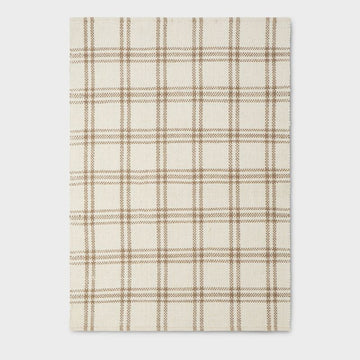 5x7 Neutral Plaid Modern Rug