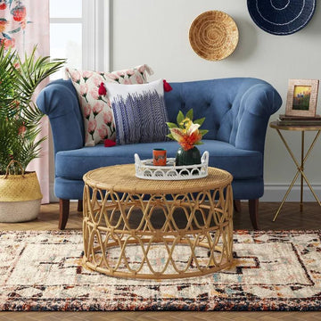 7x10 White/Multi Boho Shag Rug