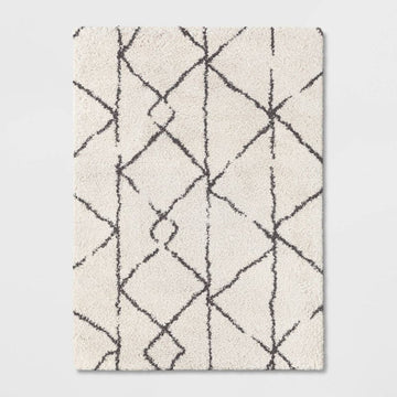 7x10 White Diamond Modern Shag Rug