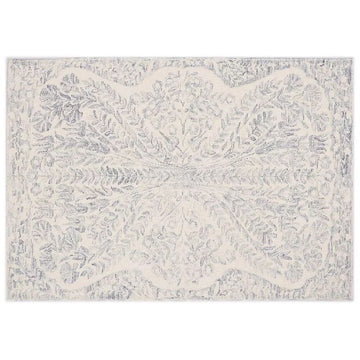 7x10 White/Blue Raj Wool Rug