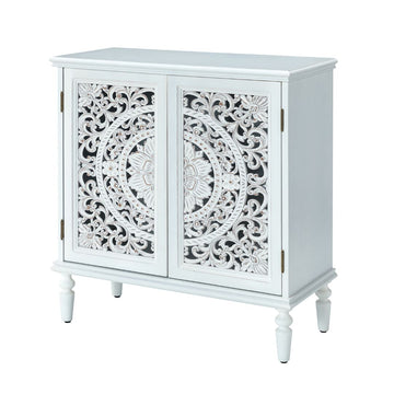 White Scrollwork Bohemian Cabinet