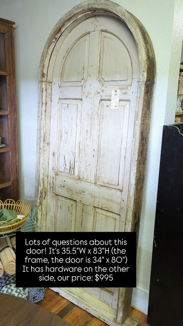 White Arched Architectural Salvage Antique Door