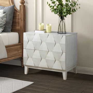 2-Drawer White Modern End Table