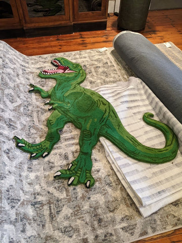 5x6 Green Dinosaur Rug