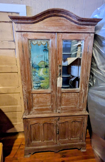 Mirrored & Handpainted Storage Cabinet