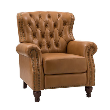 Tufted Camel Genuine Leather Recliner