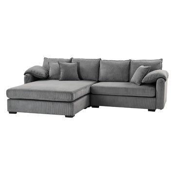 Grey Corduroy Modern Sectional Sofa