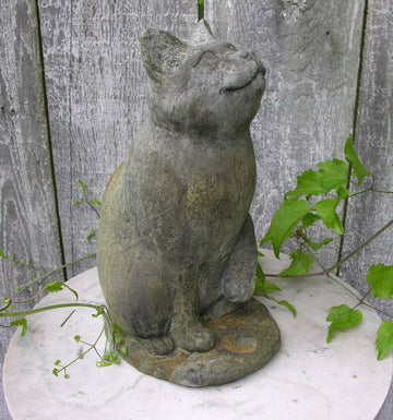 Sitting Cat Greenman Stone Garden Statue