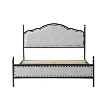 Beige Farmhouse Twin Bed Frame