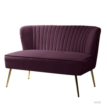 Purple Channelback Velvet Loveseat