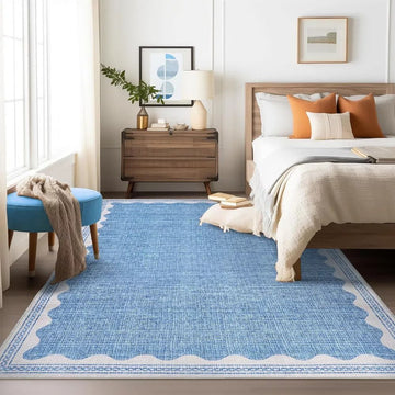 9x12 Blue Modern Washable Rug