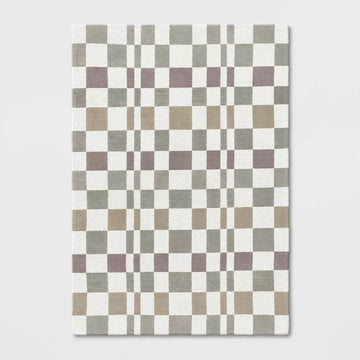 5x7 Tan Check Modern Rug