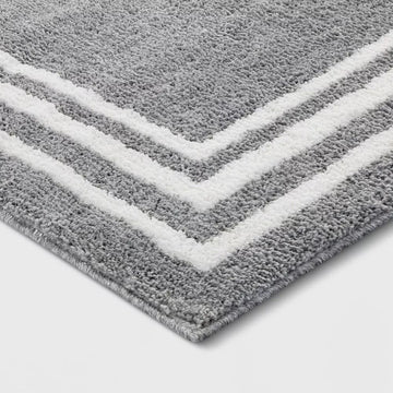 5x7 Grey Bordered Modern Shag Rug