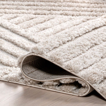 6'7"x9' Cream nuLoom Shag Rug