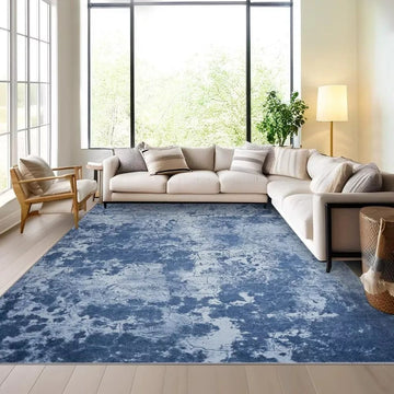 6x9 Blue Transitional Washable Rug