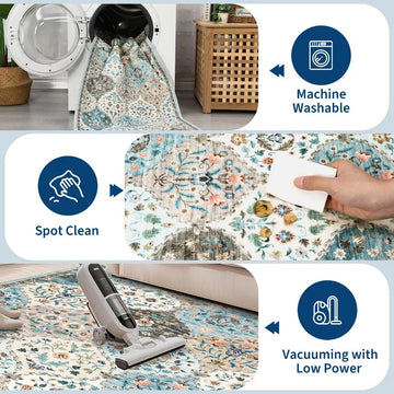 5x7 Floral Transitional Washable Rug