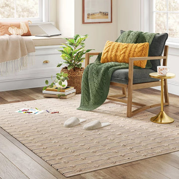 5x7 Tan/Black Farmhouse Flatweave Rug