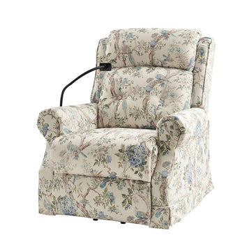 White & Blue Bird Lift Recliner