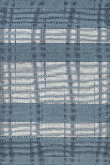 6x9 Blue Plaid Emily Henderson Wool Rug