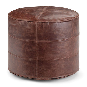 Brown Leather Pouf