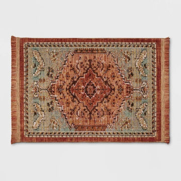 7x10 Teal/Rust Persian Rug